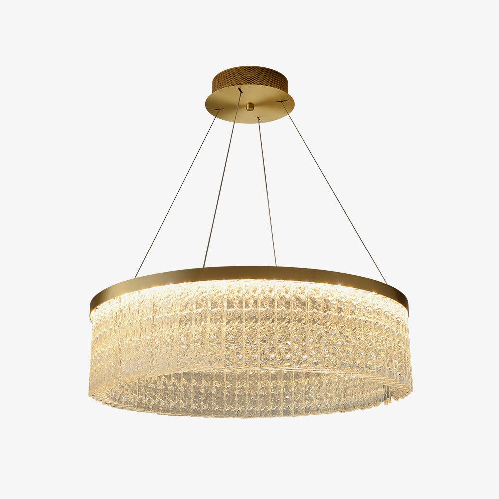 Modern Luxury Crystal Ring LED Chandelier with Stainless Steel Frame for Living Room