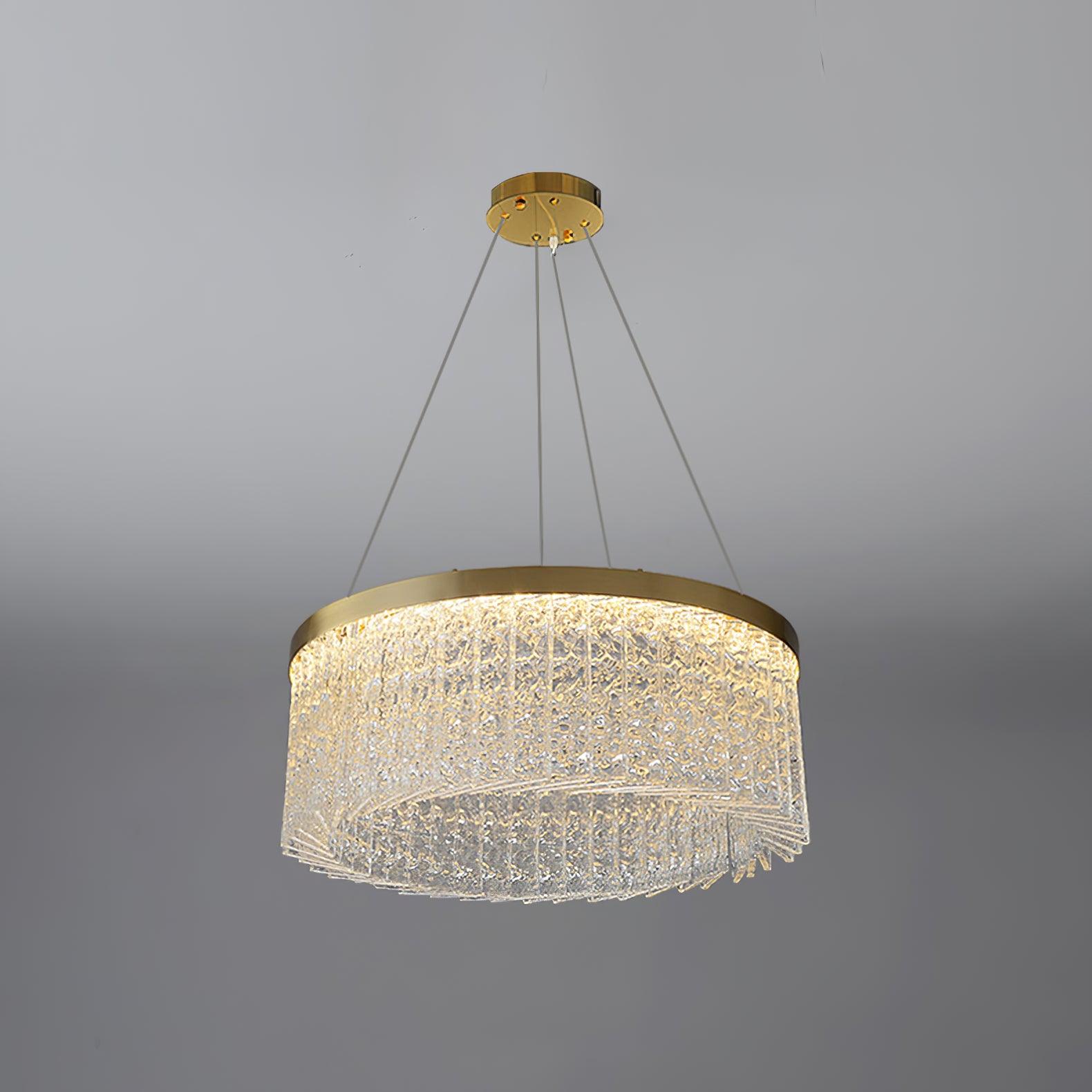 Modern Luxury Crystal Ring LED Chandelier with Stainless Steel Frame for Living Room