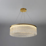 Modern Luxury Crystal Ring LED Chandelier with Stainless Steel Frame for Living Room
