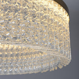 Modern Luxury Crystal Ring LED Chandelier with Stainless Steel Frame for Living Room