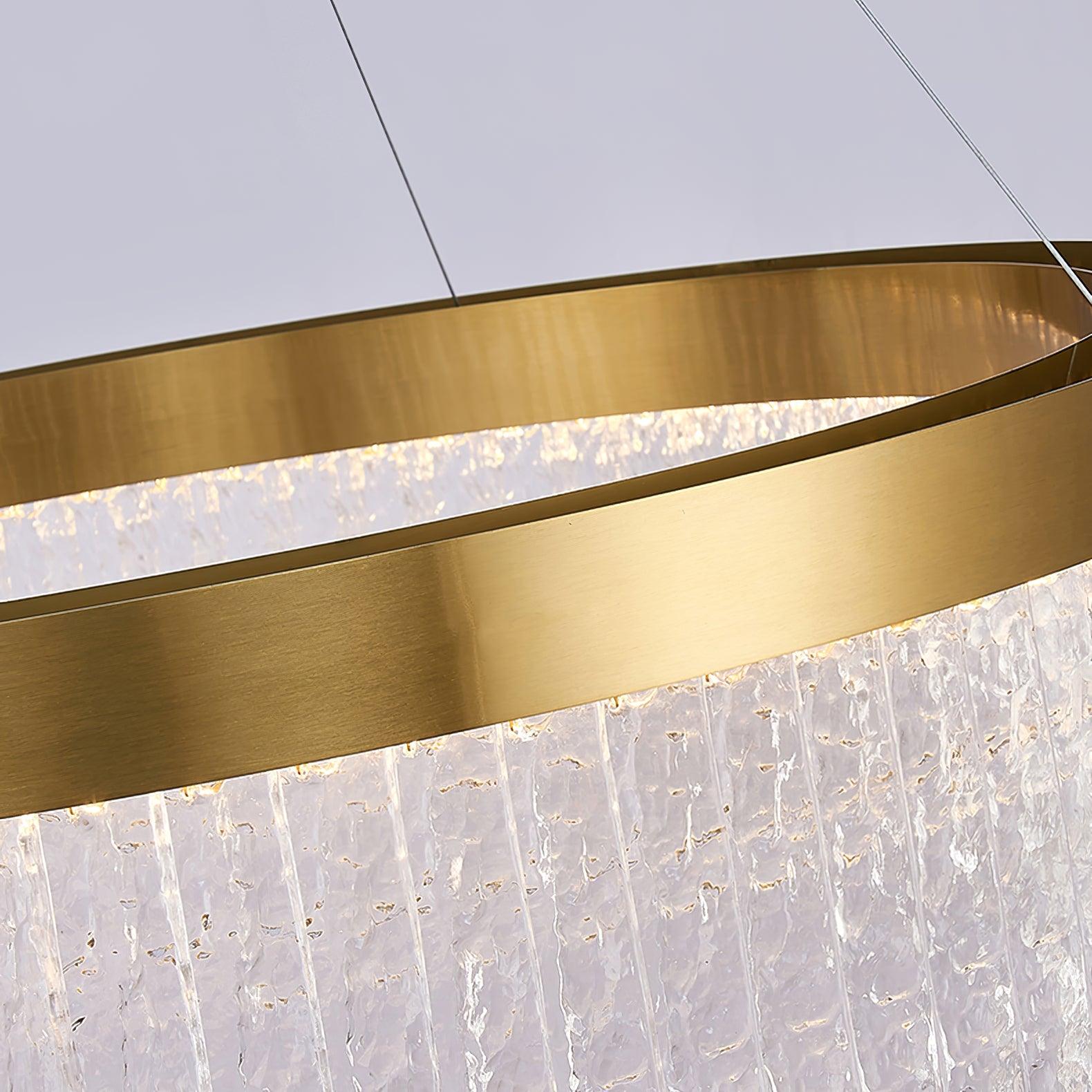Modern Luxury Crystal Ring LED Chandelier with Stainless Steel Frame for Living Room