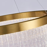 Modern Luxury Crystal Ring LED Chandelier with Stainless Steel Frame for Living Room