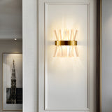 Modern Luxury Crystal Strips Wall Lamp Gold and Black Nordic Interior Sconce Light