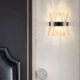 Modern Luxury Crystal Strips Wall Lamp Gold and Black Nordic Interior Sconce Light