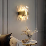 Modern Luxury Crystal Strips Wall Lamp Gold and Black Nordic Interior Sconce Light