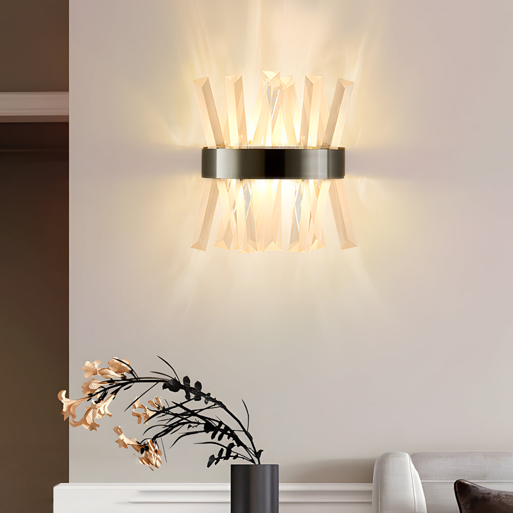 Modern Luxury Crystal Strips Wall Lamp Gold and Black Nordic Interior Sconce Light