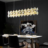 Modern Luxury Gold Copper Crystal Chandelier Elegant Round and Linear Pendant Light