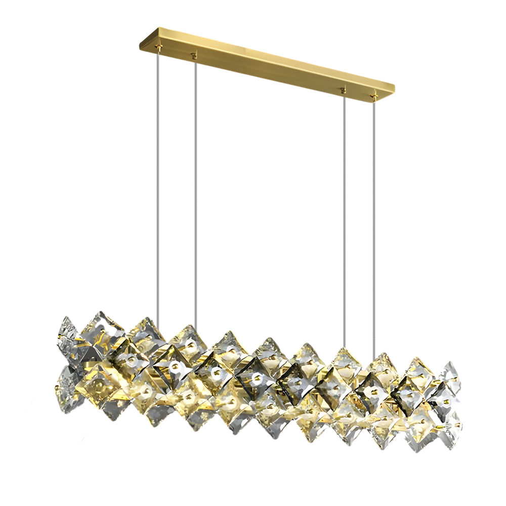 Modern Luxury Gold Copper Crystal Chandelier Elegant Round and Linear Pendant Light