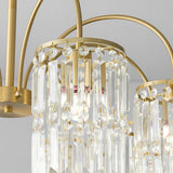 Modern Luxury Gold Crystal Chandelier with Curved Arms and K9 Glass Shades for Dining Room