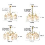 Modern Luxury Gold Crystal Chandelier with Curved Arms and K9 Glass Shades for Dining Room