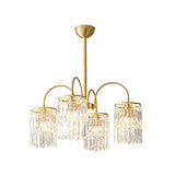 Modern Luxury Gold Crystal Chandelier with Curved Arms and K9 Glass Shades for Dining Room