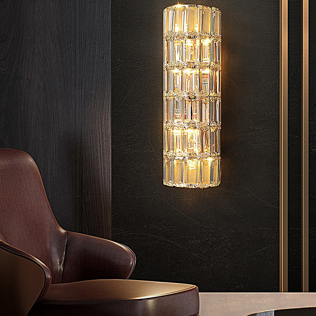 Modern Luxury Gold Crystal Wall Lamp Three Step Dimming Sconce for Living Room