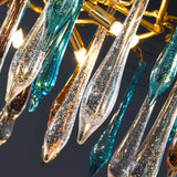Modern Luxury Gold Round Teardrop Crown Glass Chandelier Pendant Ceiling Light