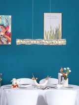 Modern Luxury Linear K9 Crystal LED Pendant Light for Kitchen Island and Dining Room