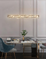 Modern Luxury Linear K9 Crystal LED Pendant Light for Kitchen Island and Dining Room
