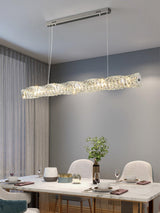 Modern Luxury Linear K9 Crystal LED Pendant Light for Kitchen Island and Dining Room