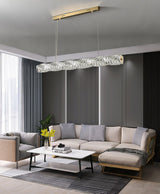 Modern Luxury Linear K9 Crystal LED Pendant Light for Kitchen Island and Dining Room