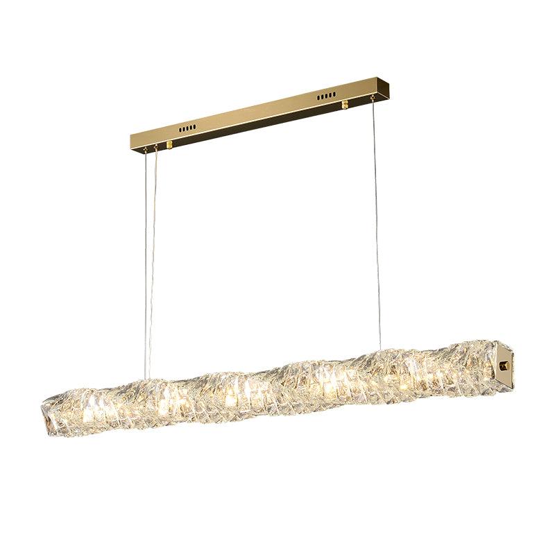 Modern Luxury Linear K9 Crystal LED Pendant Light for Kitchen Island and Dining Room