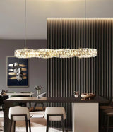 Modern Luxury Linear K9 Crystal LED Pendant Light for Kitchen Island and Dining Room