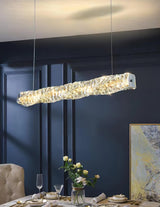 Modern Luxury Linear K9 Crystal LED Pendant Light for Kitchen Island and Dining Room