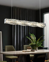 Modern Luxury Linear K9 Crystal LED Pendant Light for Kitchen Island and Dining Room