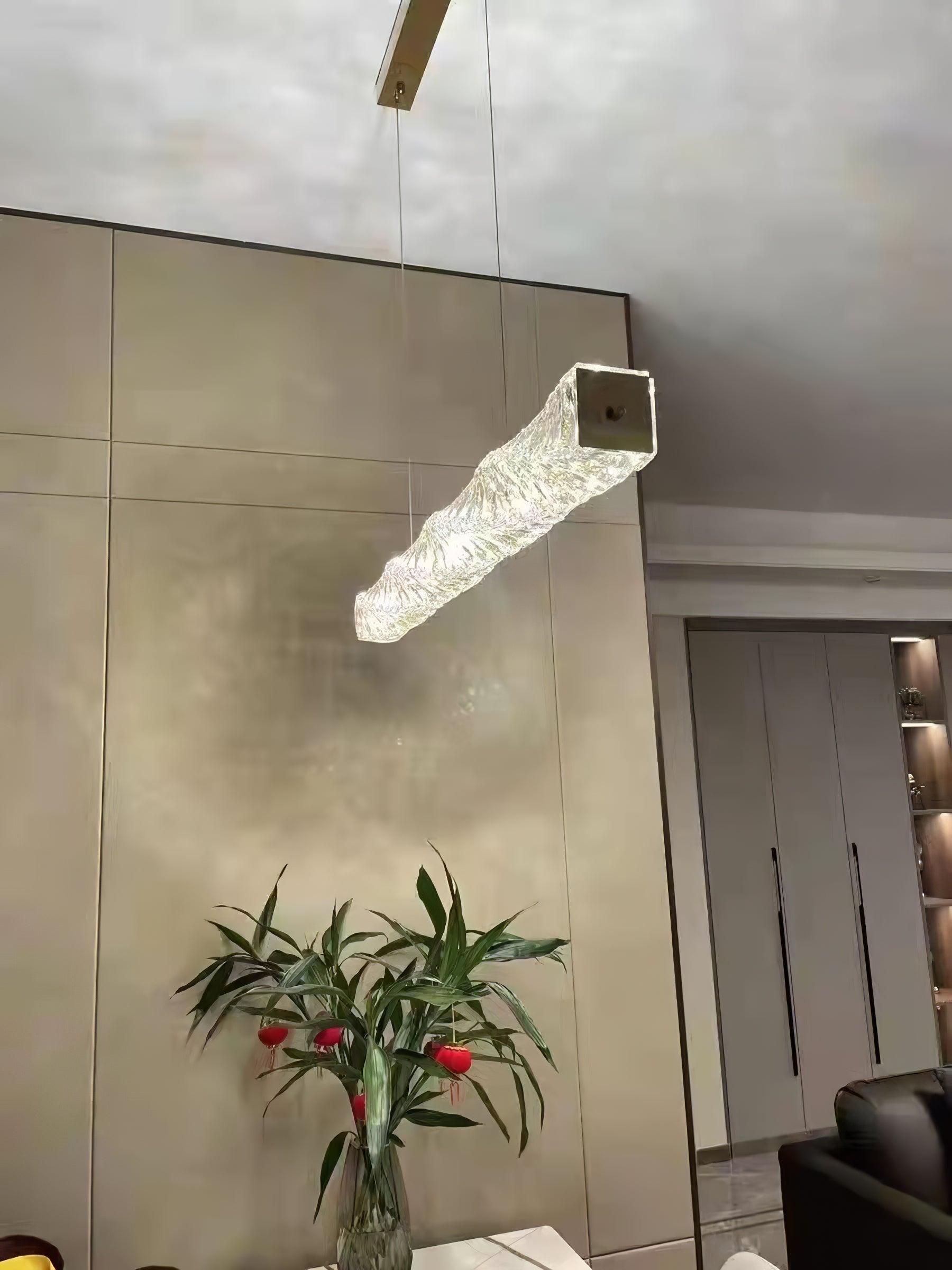 Modern Luxury Linear K9 Crystal LED Pendant Light for Kitchen Island and Dining Room