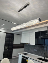 Modern Luxury Linear K9 Crystal LED Pendant Light for Kitchen Island and Dining Room