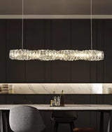 Modern Luxury Linear K9 Crystal LED Pendant Light for Kitchen Island and Dining Room