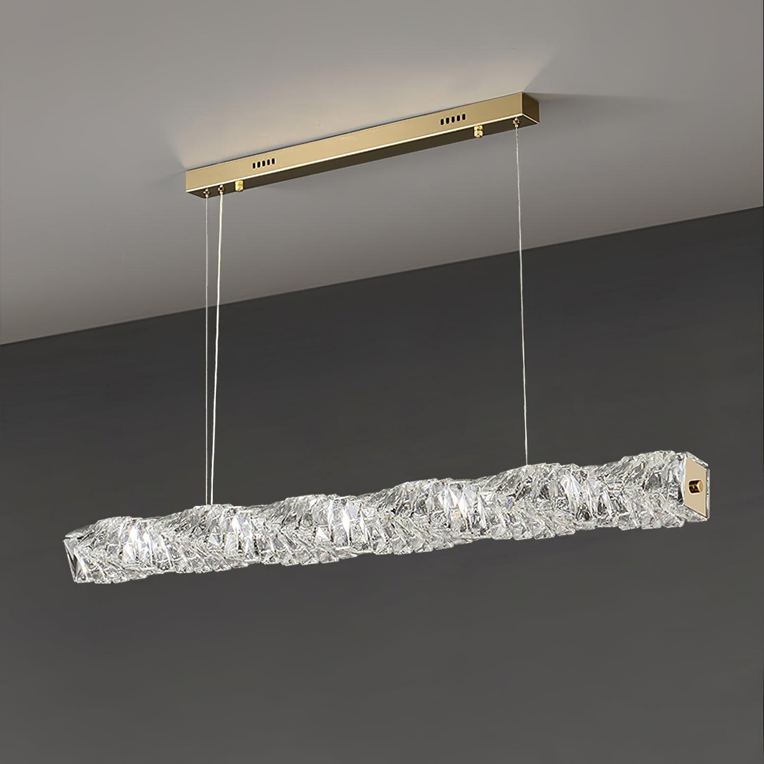 Modern Luxury Linear K9 Crystal LED Pendant Light for Kitchen Island and Dining Room