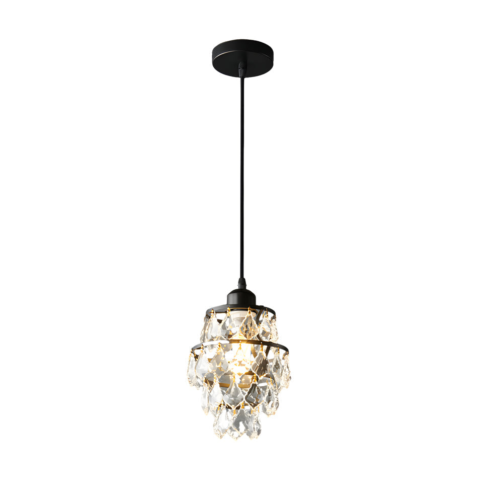 Modern Luxury Mini Crystal Pendant Light Single Light Hanging Fixture for Bedroom and Dining Room