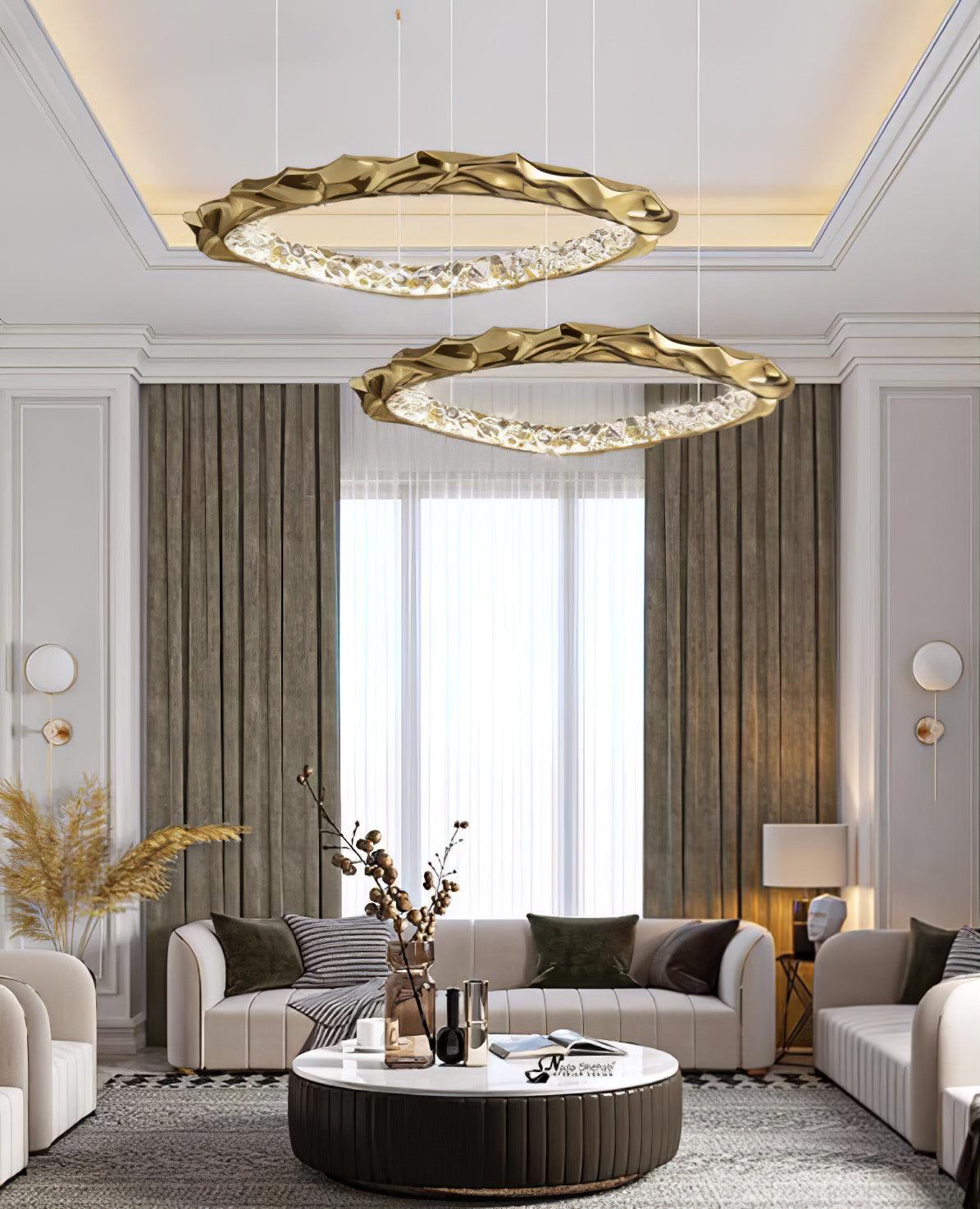 Modern Luxury Resin Circlet Brass Pendant Light with Integrated LED for Elegant Interiors