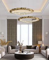 Modern Luxury Resin Circlet Brass Pendant Light with Integrated LED for Elegant Interiors