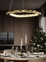 Modern Luxury Resin Circlet Brass Pendant Light with Integrated LED for Elegant Interiors
