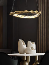 Modern Luxury Resin Circlet Brass Pendant Light with Integrated LED for Elegant Interiors