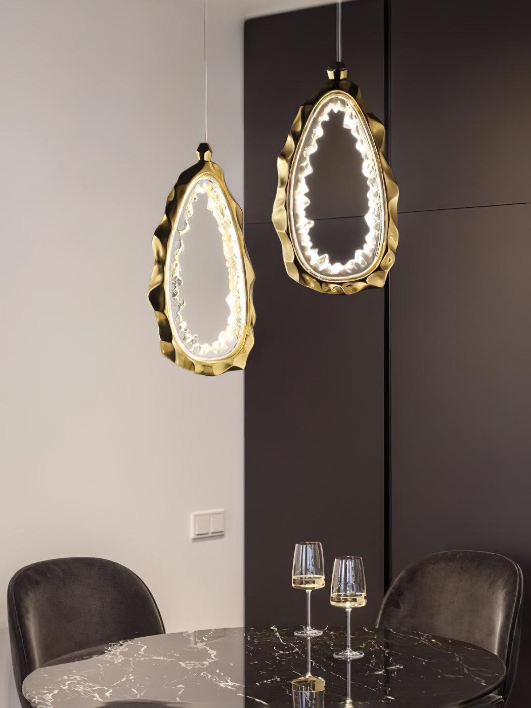 Modern Luxury Resin Circlet Brass Pendant Light with Integrated LED for Elegant Interiors