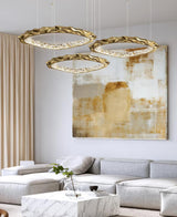 Modern Luxury Resin Circlet Brass Pendant Light with Integrated LED for Elegant Interiors