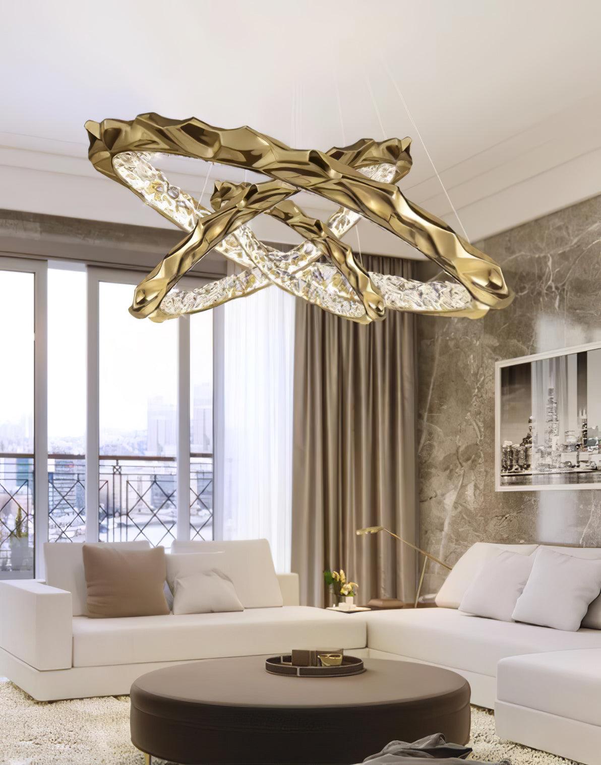 Modern Luxury Resin Circlet Brass Pendant Light with Integrated LED for Elegant Interiors