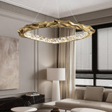 Modern Luxury Resin Circlet Brass Pendant Light with Integrated LED for Elegant Interiors