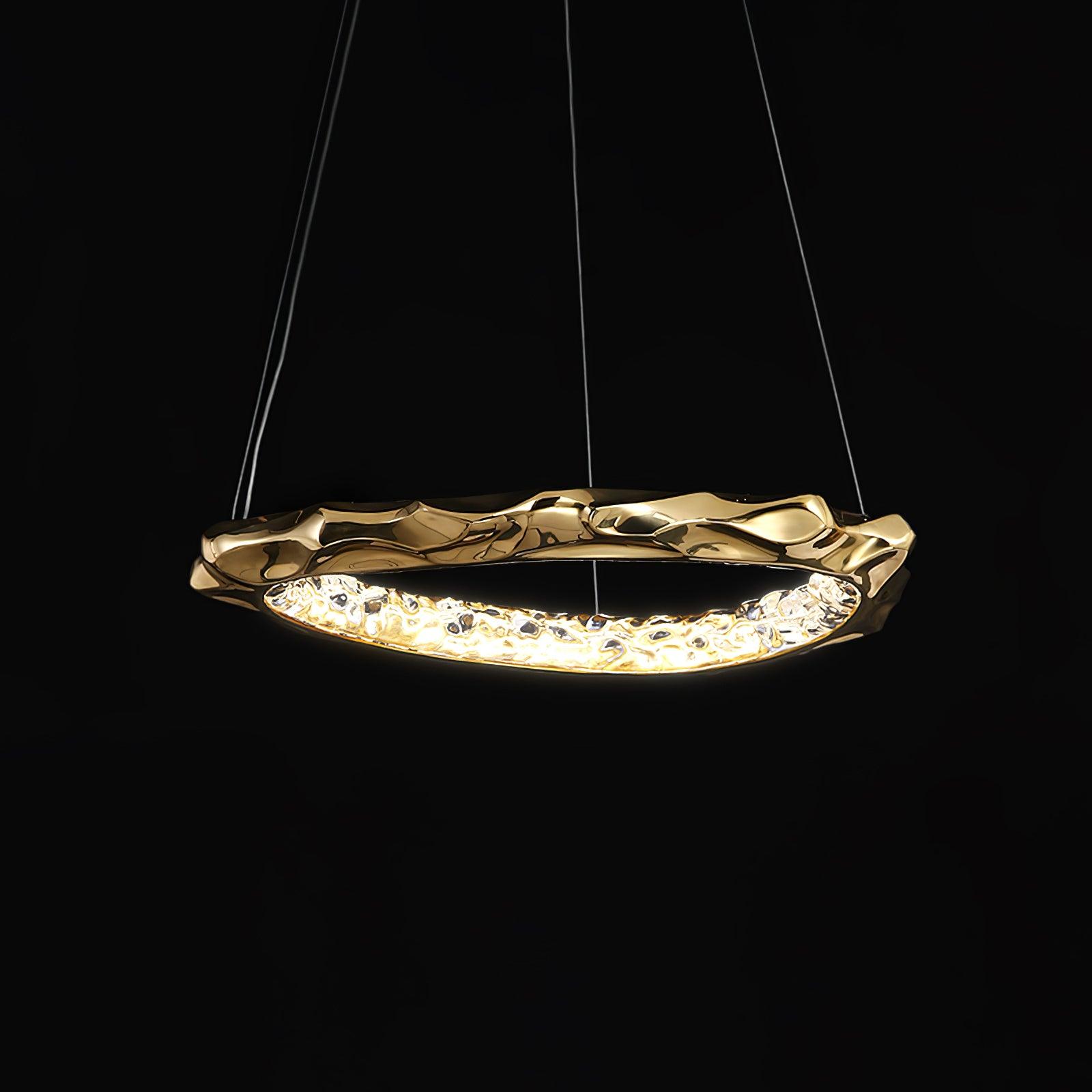 Modern Luxury Resin Circlet Brass Pendant Light with Integrated LED for Elegant Interiors