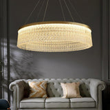 Modern Luxury Ring Crystal Glass Pendant Light Chrome LED Chandelier for Living Room