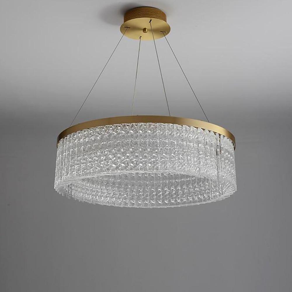 Modern Luxury Ring Crystal Glass Pendant Light Chrome LED Chandelier for Living Room