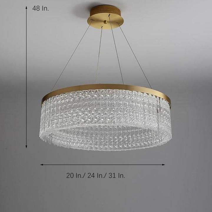 Modern Luxury Ring Crystal Glass Pendant Light Chrome LED Chandelier for Living Room