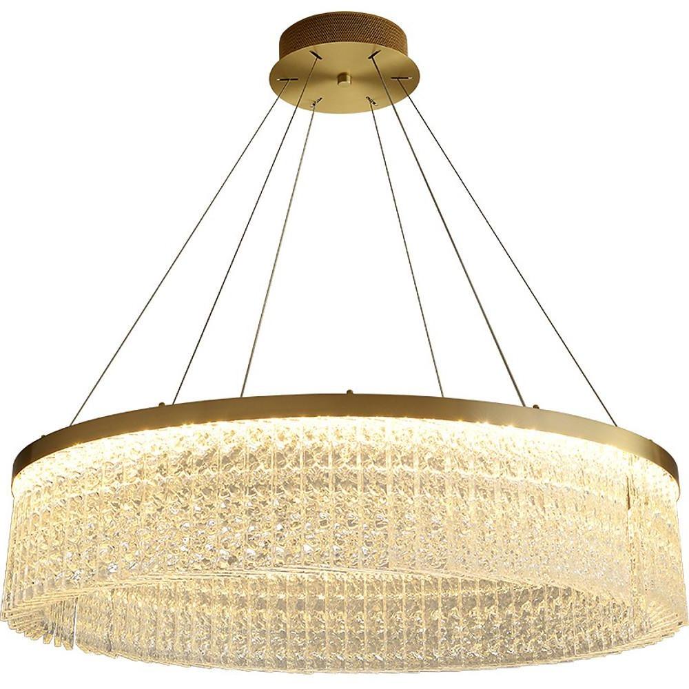 Modern Luxury Ring Crystal Glass Pendant Light Chrome LED Chandelier for Living Room