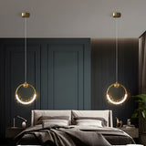 Modern Luxury Ring LED Crystal Pendant Light for Bedside and Dining Room