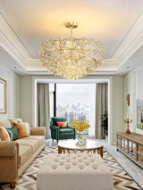 Modern Luxury Snowflake Glass Chandelier Gold Round Crystal Pendant Lighting