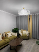 Modern Luxury Snowflake Glass Chandelier Gold Round Crystal Pendant Lighting