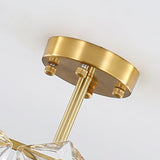 Modern Luxury Snowflake Glass Chandelier Gold Round Crystal Pendant Lighting