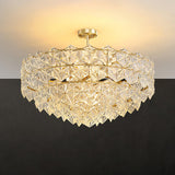 Modern Luxury Snowflake Glass Chandelier Gold Round Crystal Pendant Lighting