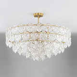 Modern Luxury Snowflake Glass Chandelier Gold Round Crystal Pendant Lighting