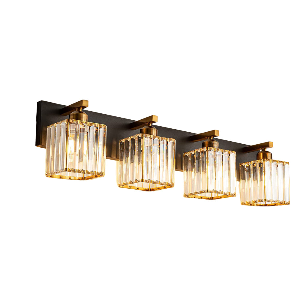 Modern Luxury Square Crystal Vanity Wall Sconce Light with Electroplated Metal Frame for Mirror